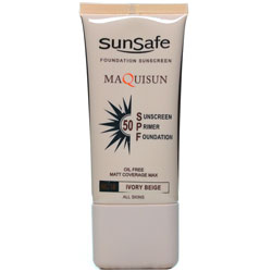 ضد آفتاب کرم پودری و پرایمری فاقد چربی SPF50 بژ عاجی