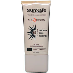 ضد آفتاب کرم پودری و پرایمری فاقد چربی SPF50 بژ وانیلی