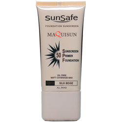 ضد آفتاب کرم پودری و پرایمری فاقد چربی SPF50 بژ ابریشمی