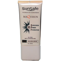 ضد آفتاب کرم پودری و پرایمری فاقد چربی SPF50 بژ طلایی