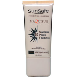 ضد آفتاب کرم پودری و پرایمری فاقد چربی SPF50 بژ رز گلد