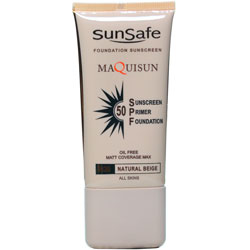 ضد آفتاب کرم پودری و پرایمری فاقد چربی SPF50 بژ طبیعی